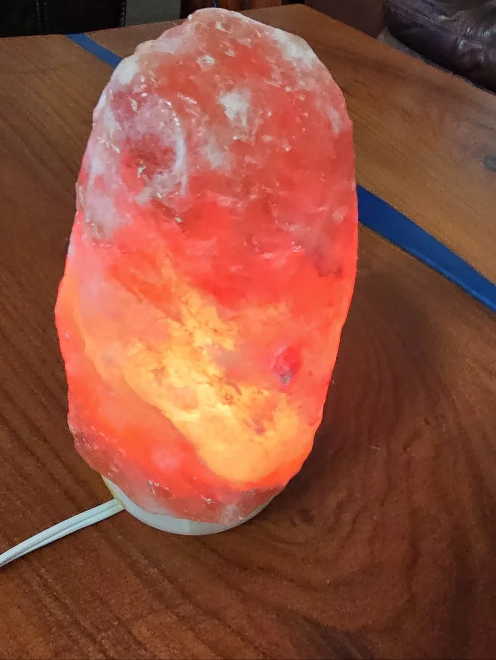 Red Himalayan Salt Lamp on An Onyx Marble Base  9 Inches Long